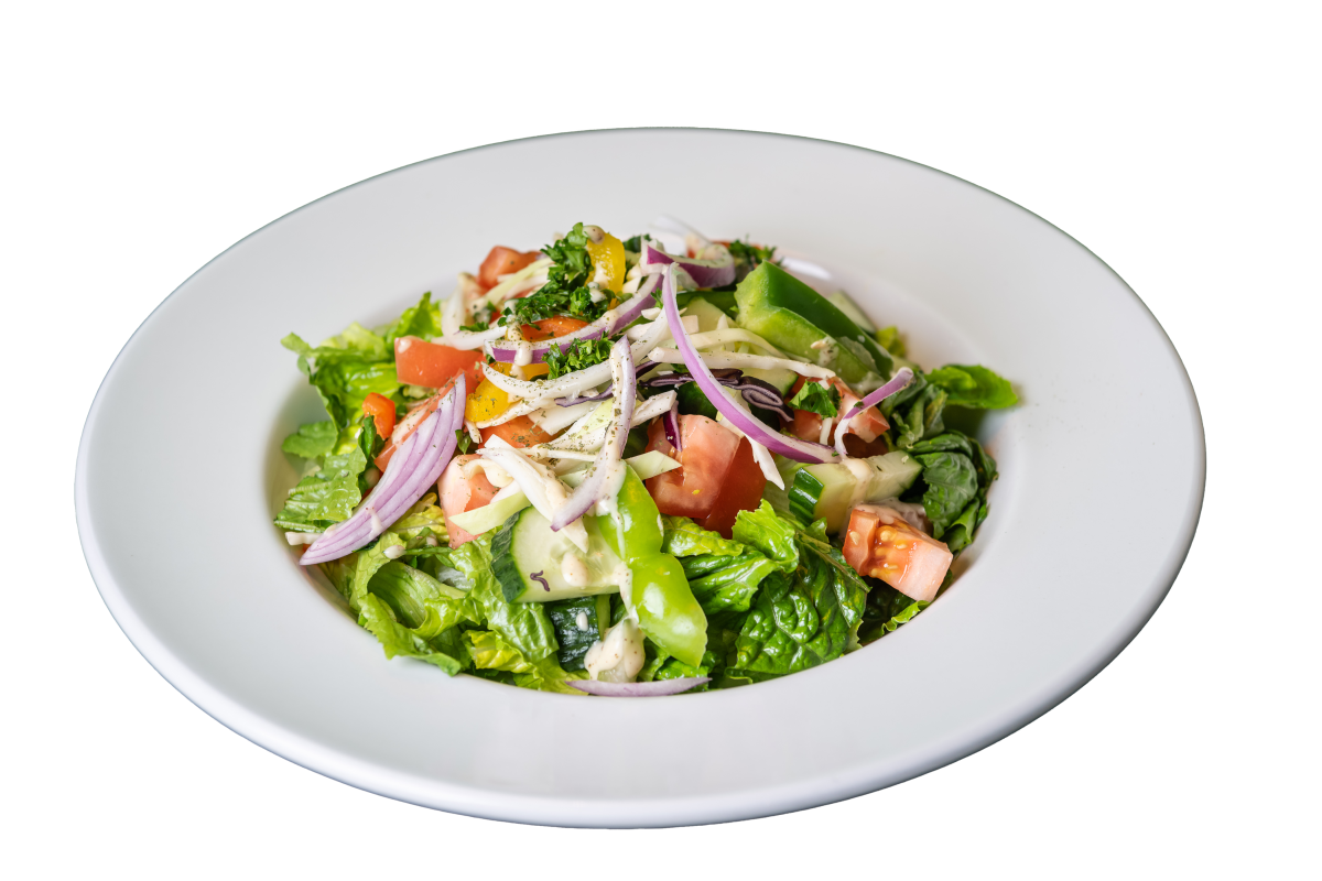Fresh Mediterranean garden salad at Freddy's in Hamilton Ontario